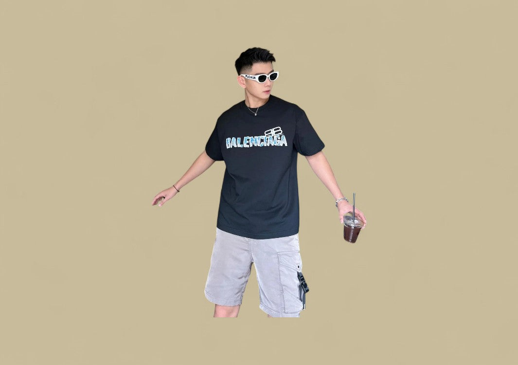 Balenciaga 24SS Graffiti Logo T-Shirt – Black