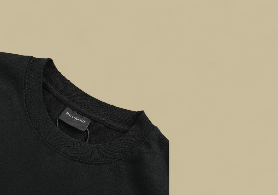 Balenciaga 24SS Mottled Coca-Cola Logo Distressed Wash T-Shirt – Black