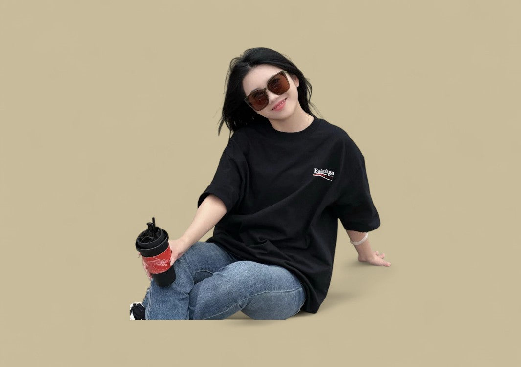 Balenciaga 24SS Mottled Coca-Cola Logo Distressed Wash T-Shirt – Black