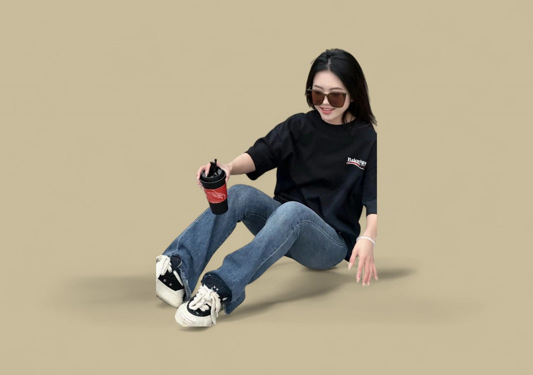 Balenciaga 24SS Mottled Coca-Cola Logo Distressed Wash T-Shirt – Black