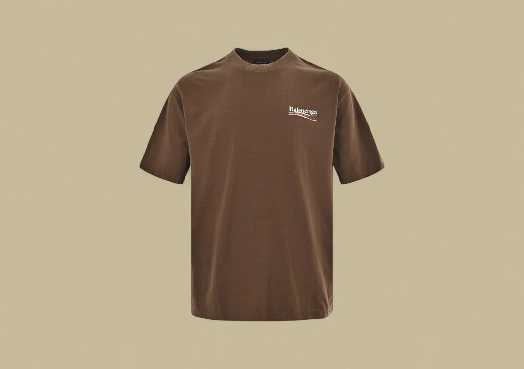 Balenciaga 24SS Mottled Coca-Cola Logo Distressed Wash T-Shirt – Brown