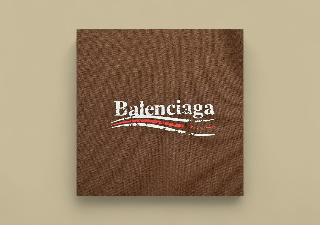 Balenciaga 24SS Mottled Coca-Cola Logo Distressed Wash T-Shirt – Brown
