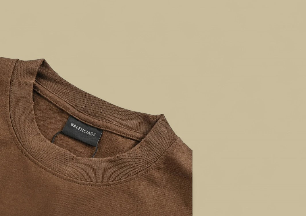 Balenciaga 24SS Mottled Coca-Cola Logo Distressed Wash T-Shirt – Brown