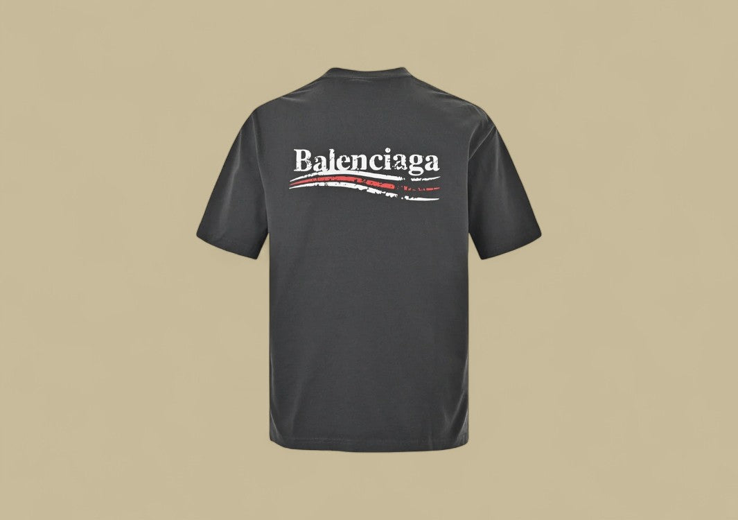 Balenciaga 24SS Mottled Coca-Cola Logo Distressed Wash T-Shirt – Charcoal