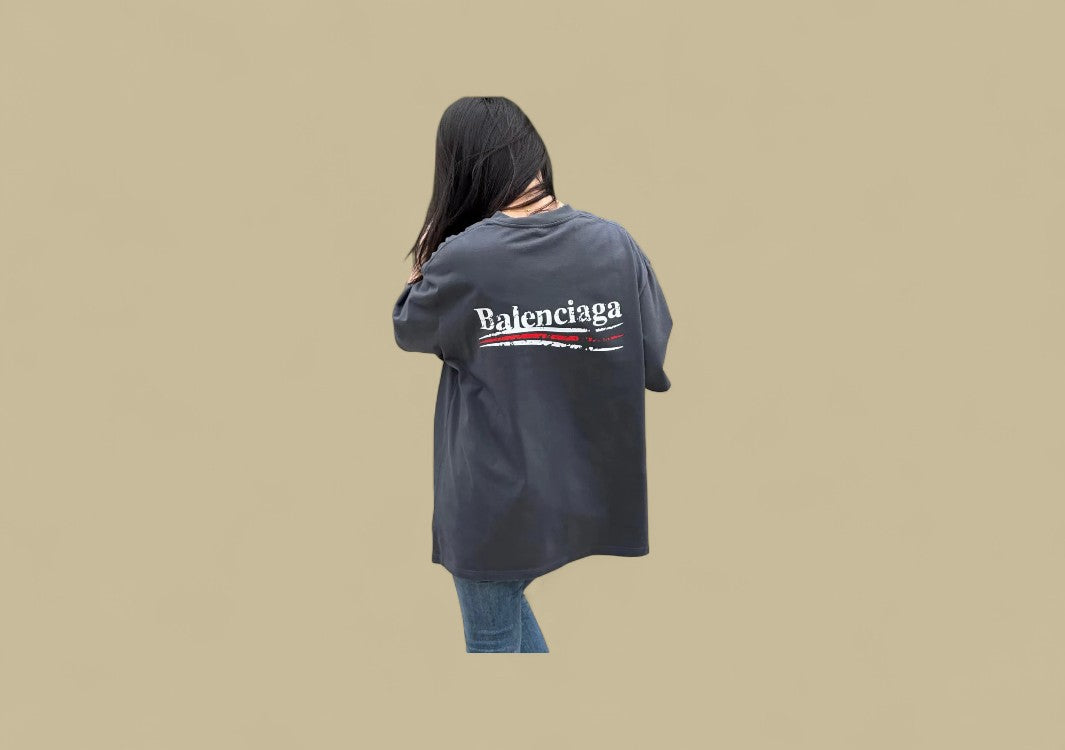 Balenciaga 24SS Mottled Coca-Cola Logo Distressed Wash T-Shirt – Charcoal