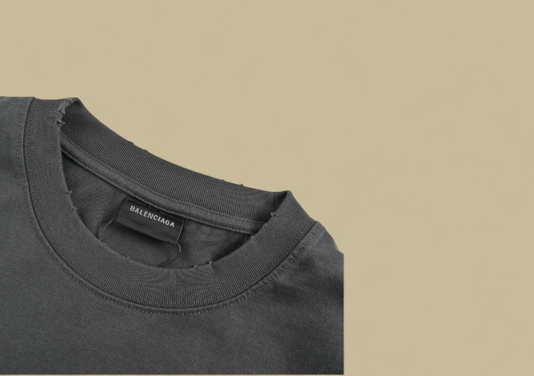Balenciaga 24SS Mottled Coca-Cola Logo Distressed Wash T-Shirt – Charcoal