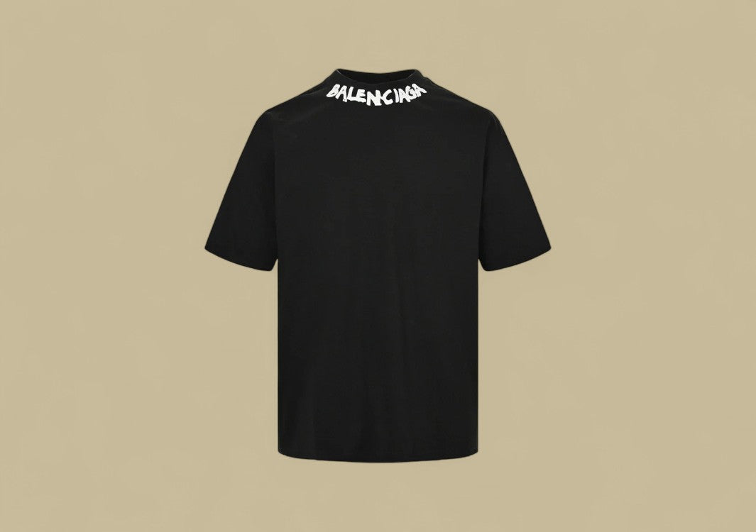 Balenciaga 24SS Neckline Graffiti Logo T-Shirt – Black