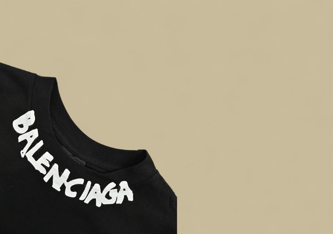 Balenciaga 24SS Neckline Graffiti Logo T-Shirt – Black