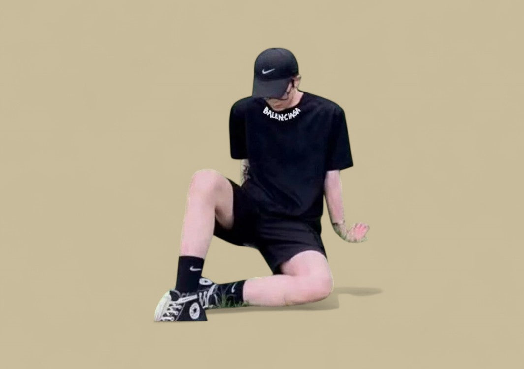 Balenciaga 24SS Neckline Graffiti Logo T-Shirt – Black