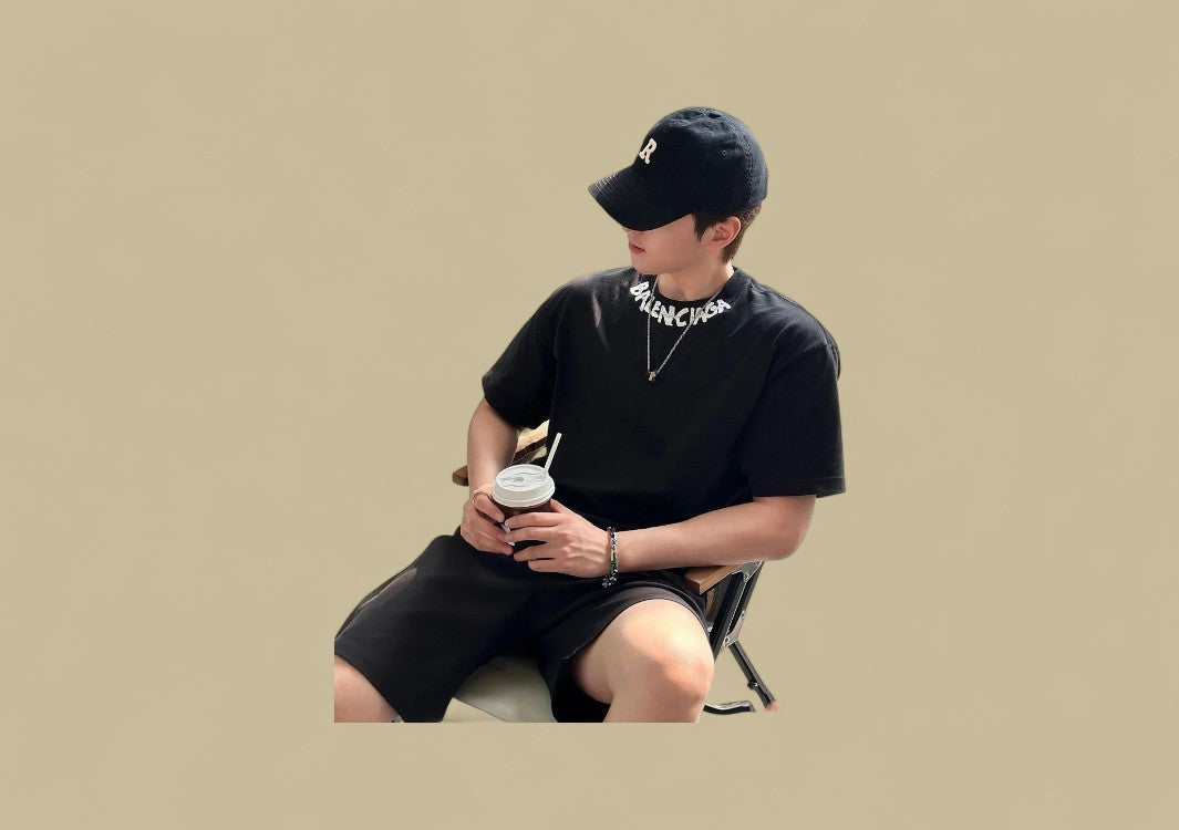 Balenciaga 24SS Neckline Graffiti Logo T-Shirt – Black