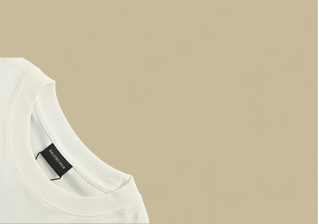 Balenciaga 24SS Neon Green Hand-Drawn Double B Logo T-Shirt – White