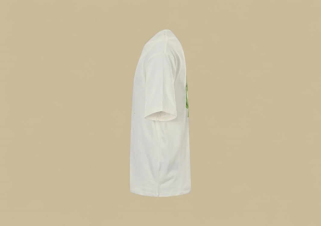 Balenciaga 24SS Neon Green Hand-Drawn Double B Logo T-Shirt – White