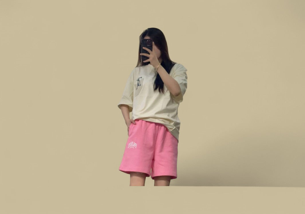 Balenciaga 24SS Paris Logo Shorts – Pink