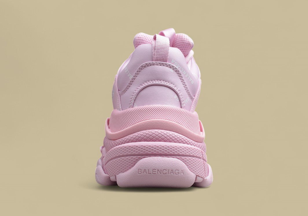 Balenciaga Allover Logo Triple S Heightening Daddy Shoes Pink