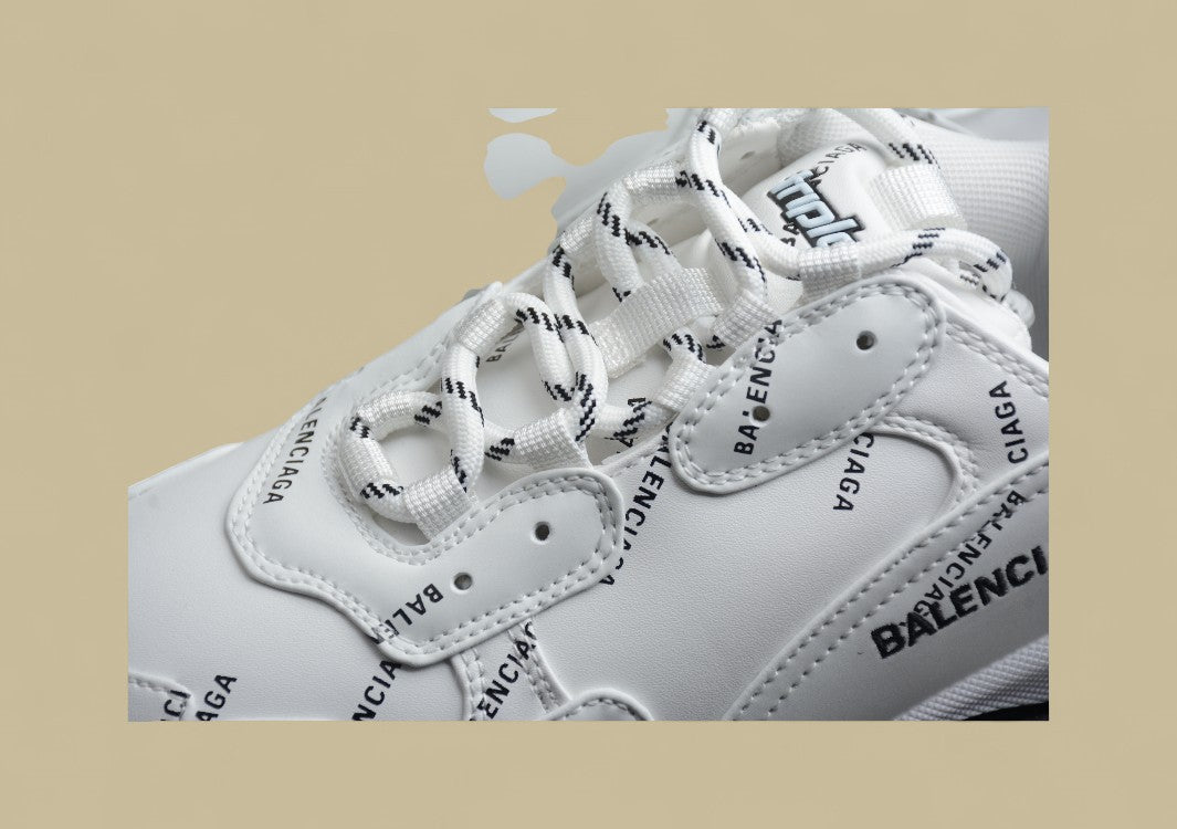 Balenciaga Allover Logo Triple S Non-slip Low-top Shoes