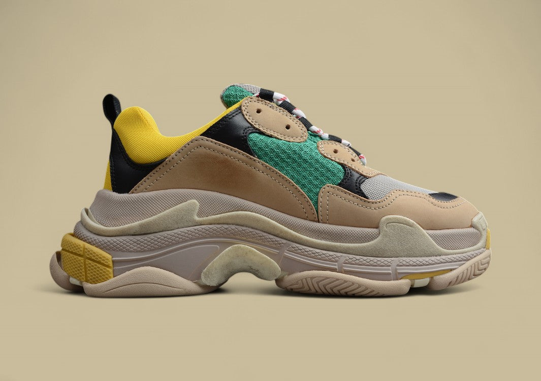 Balenciaga Beige Green Men's And Women's Shoes