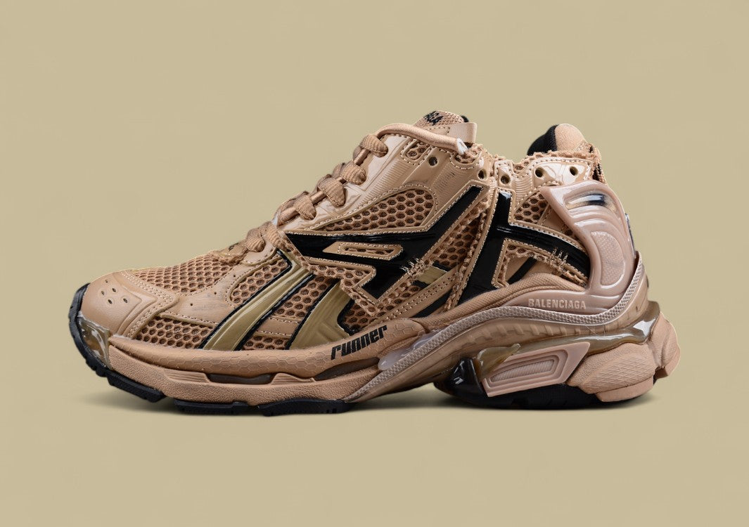 Balenciaga Beige and Black Mesh Runner Sneaker