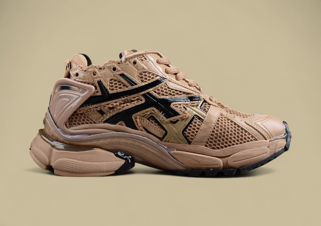 Balenciaga Beige and Black Mesh Runner Sneaker