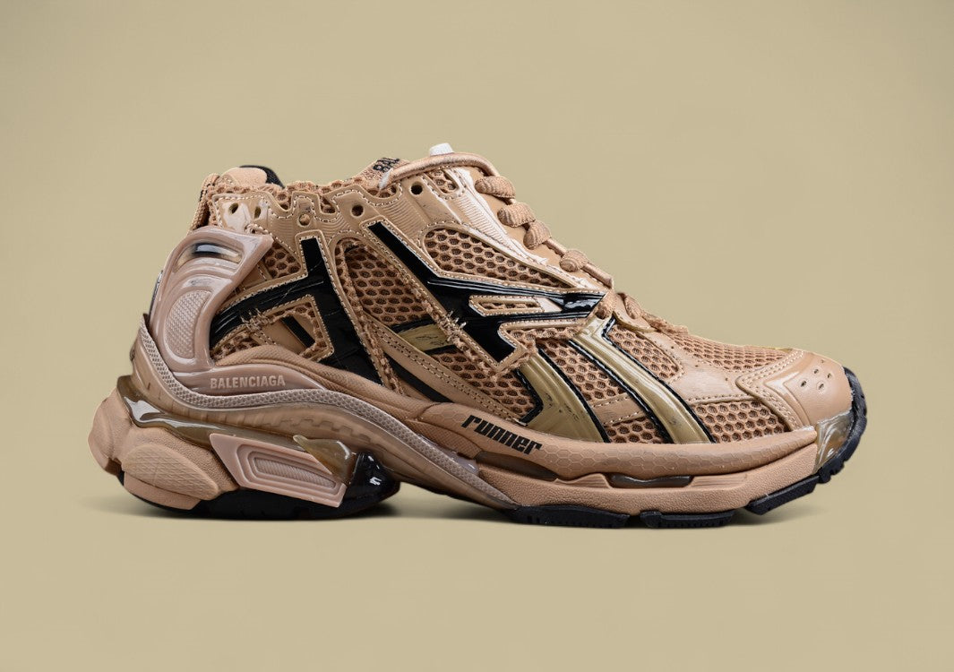 Balenciaga Beige and Black Mesh Runner Sneaker