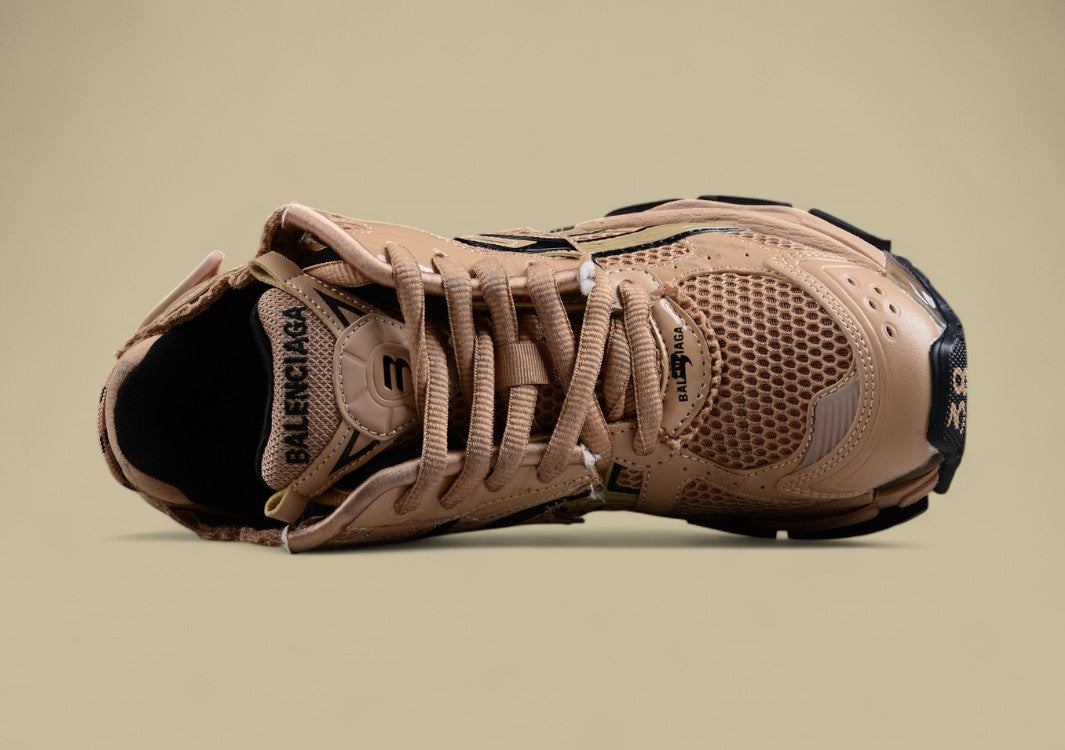 Balenciaga Beige and Black Mesh Runner Sneaker