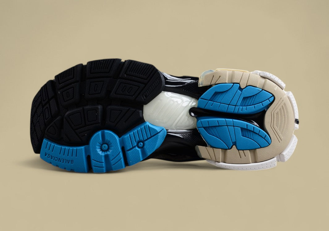 Balenciaga Beige and Blue Mesh Runner Sneaker