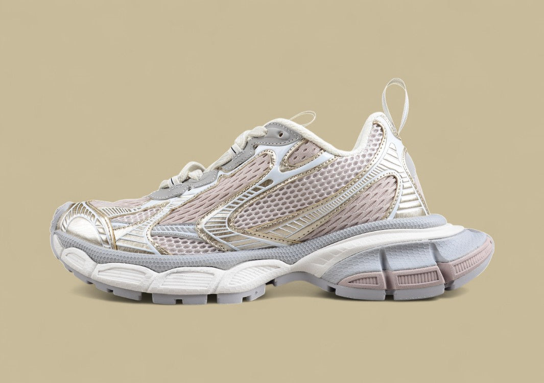 Balenciaga Beige and White Mesh Runner Sneaker