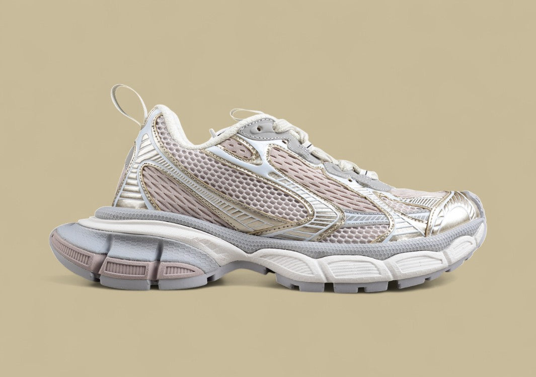 Balenciaga Beige and White Mesh Runner Sneaker