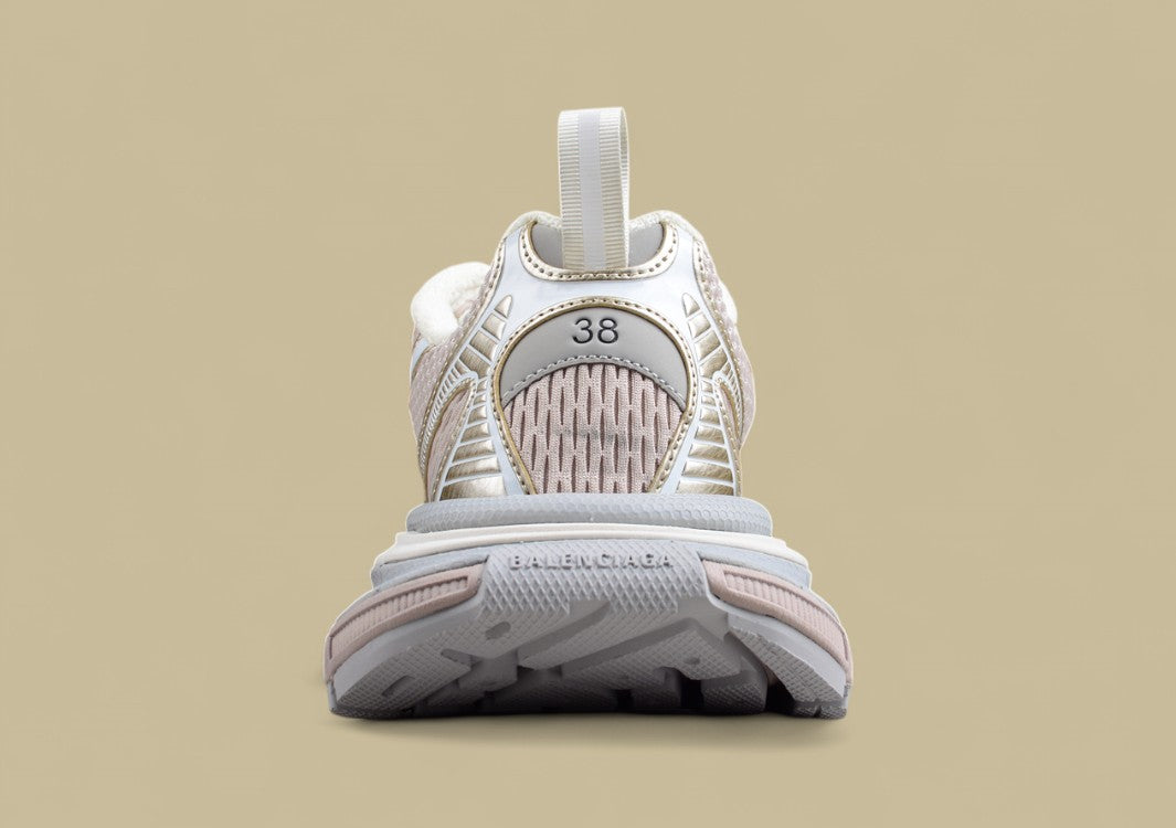 Balenciaga Beige and White Mesh Runner Sneaker