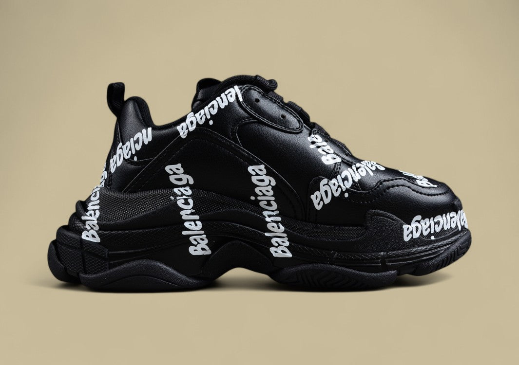 Balenciaga Black Triple S Sneaker with Logo Print