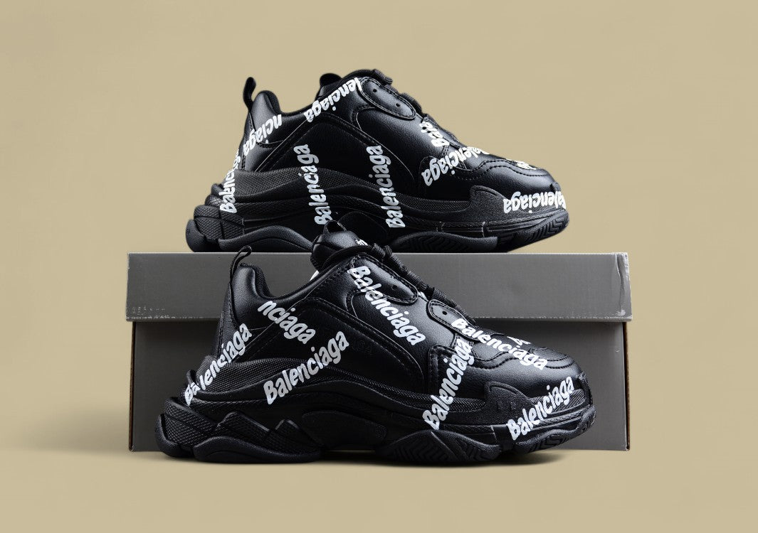 Balenciaga Black Triple S Sneaker with Logo Print