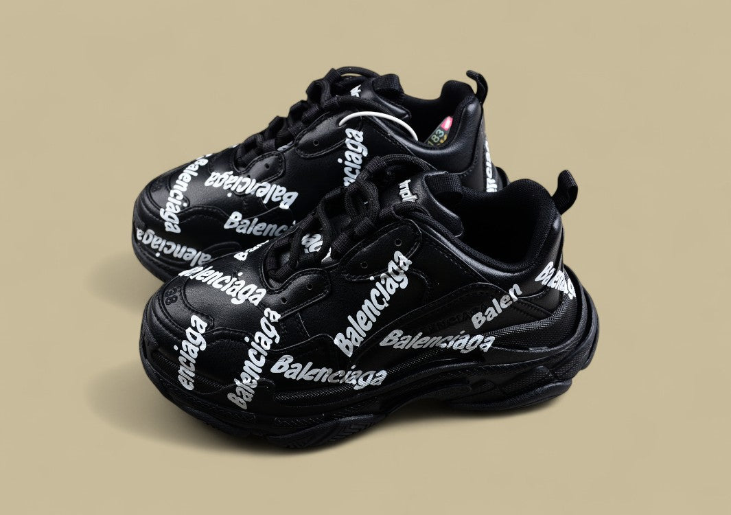 Balenciaga Black Triple S Sneaker with Logo Print
