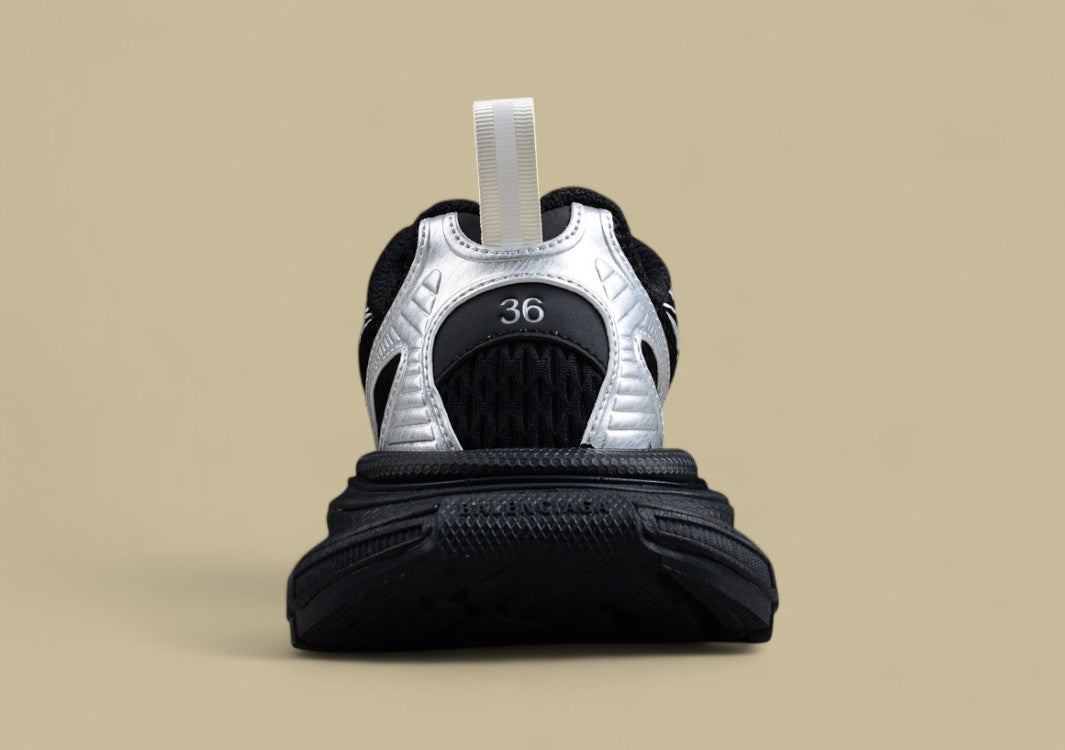 Balenciaga Black and Silver Mesh Runner Sneaker