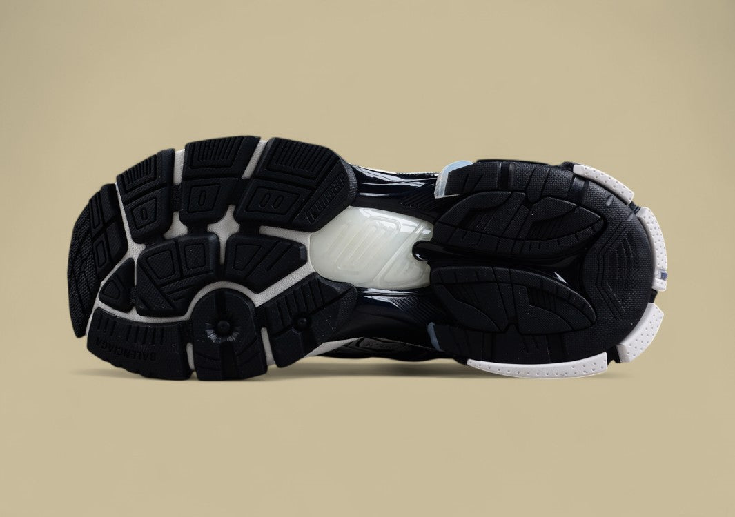 Balenciaga Black and White High-Top Runner Sneaker