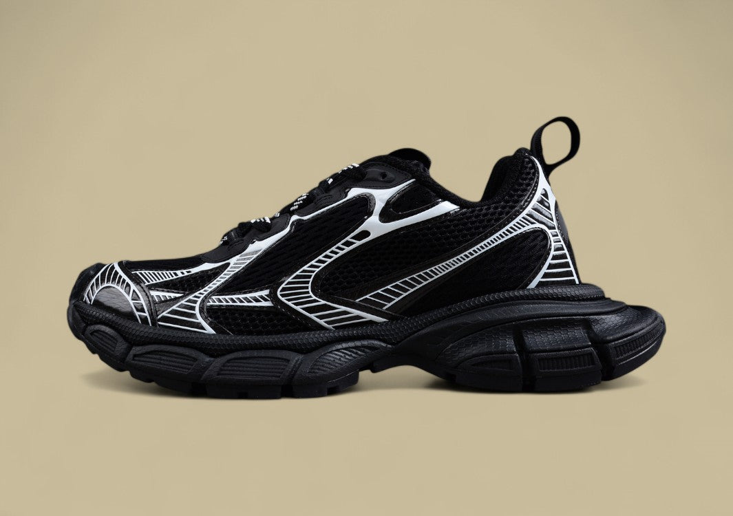 Balenciaga Black and White Mesh Runner Sneaker