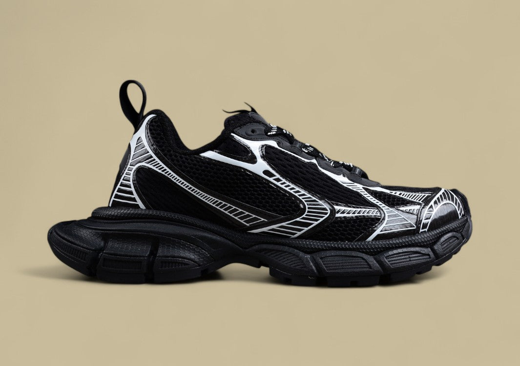 Balenciaga Black and White Mesh Runner Sneaker