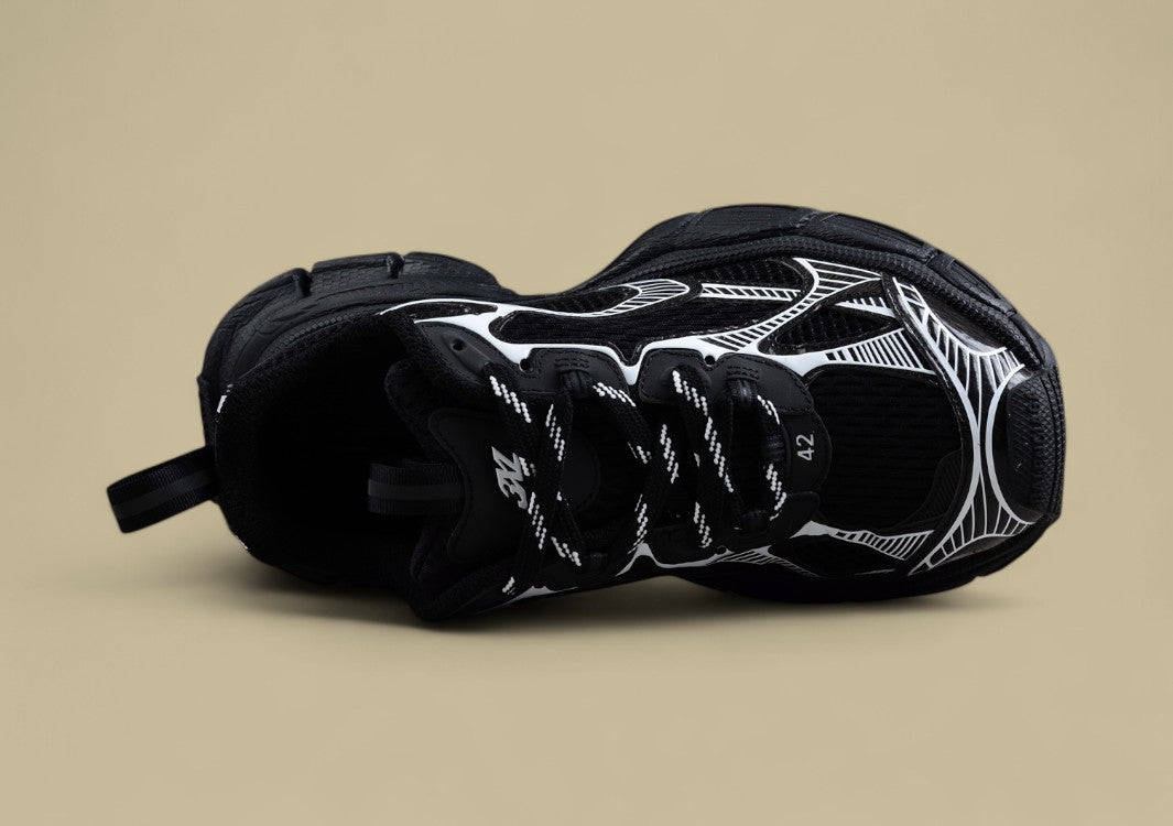 Balenciaga Black and White Mesh Runner Sneaker