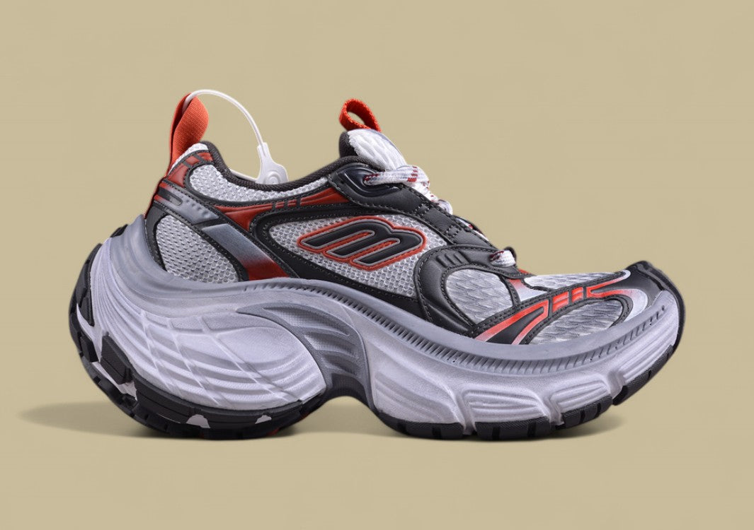 Balenciaga Cargo Sneaker – Grey/White with Red