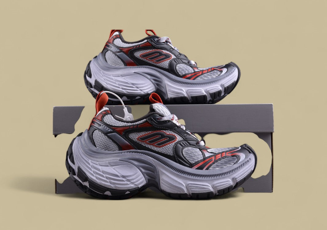 Balenciaga Cargo Sneaker – Grey/White with Red