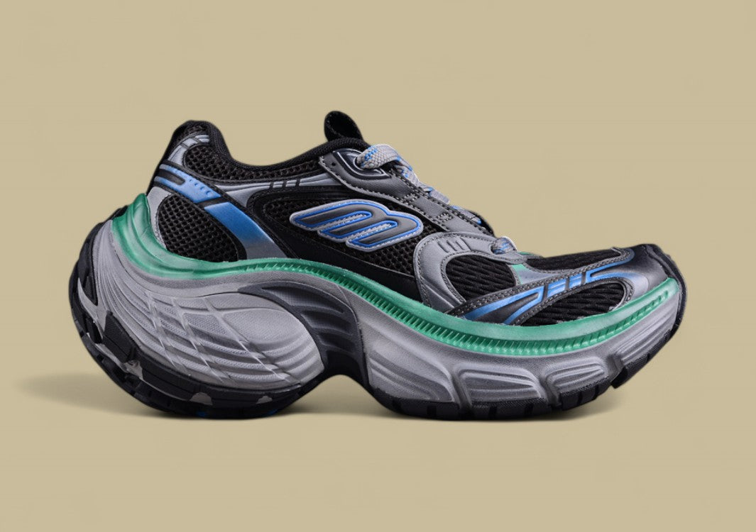 Balenciaga Cargo Sneaker – Black/Grey with Blue