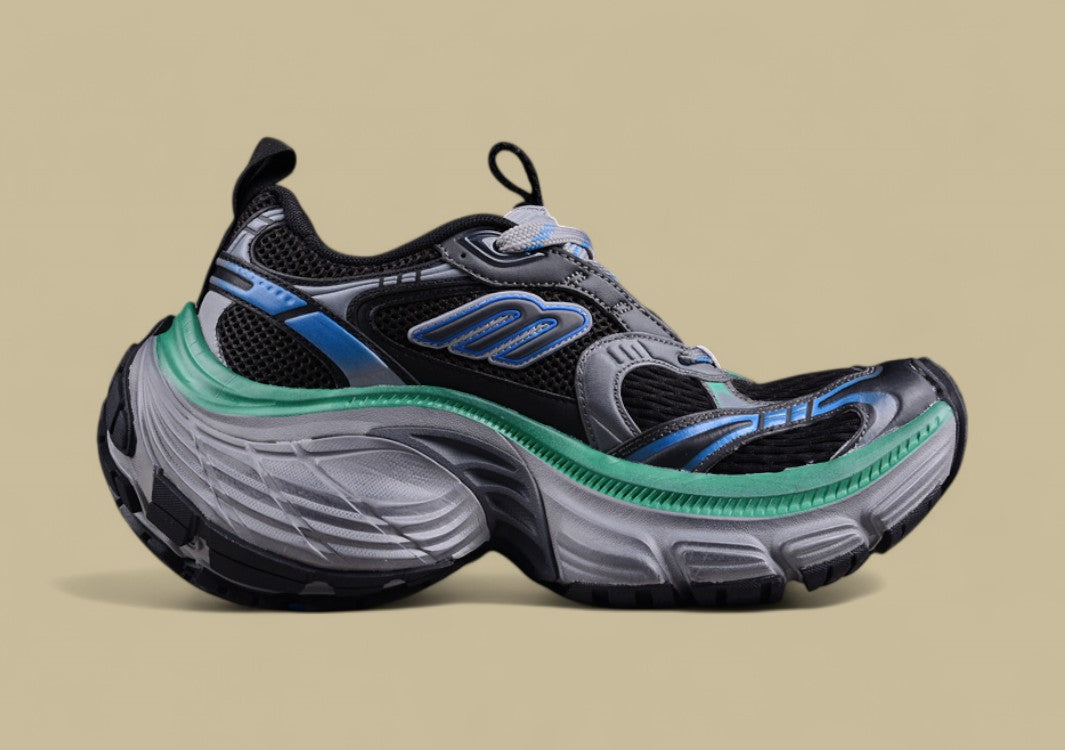 Balenciaga Cargo Sneaker – Black/Grey with Blue