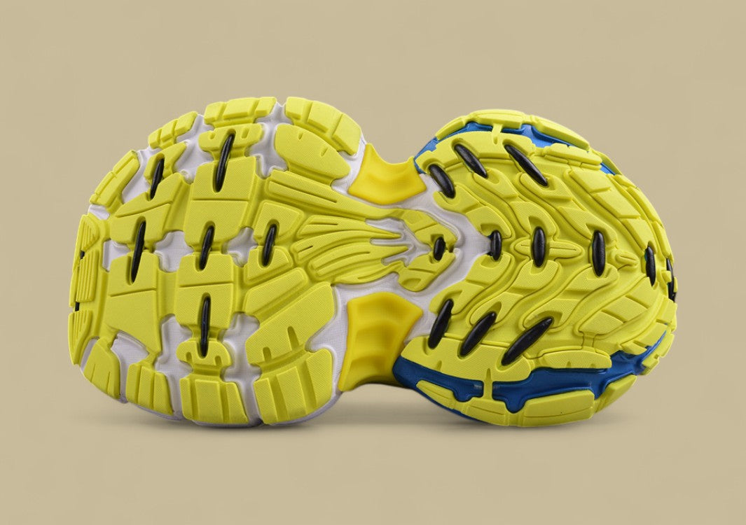 Balenciaga Cargo Sneaker – White/Grey with Neon Yellow and Blue