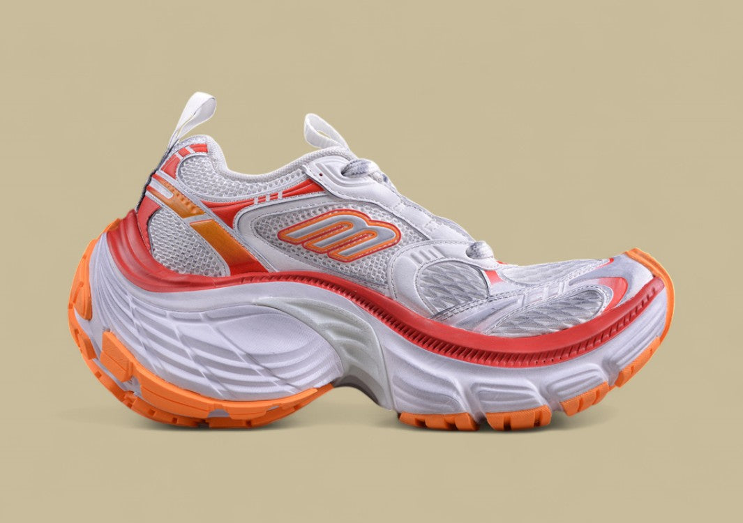 Balenciaga Cargo Sneaker – White/Orange with Red
