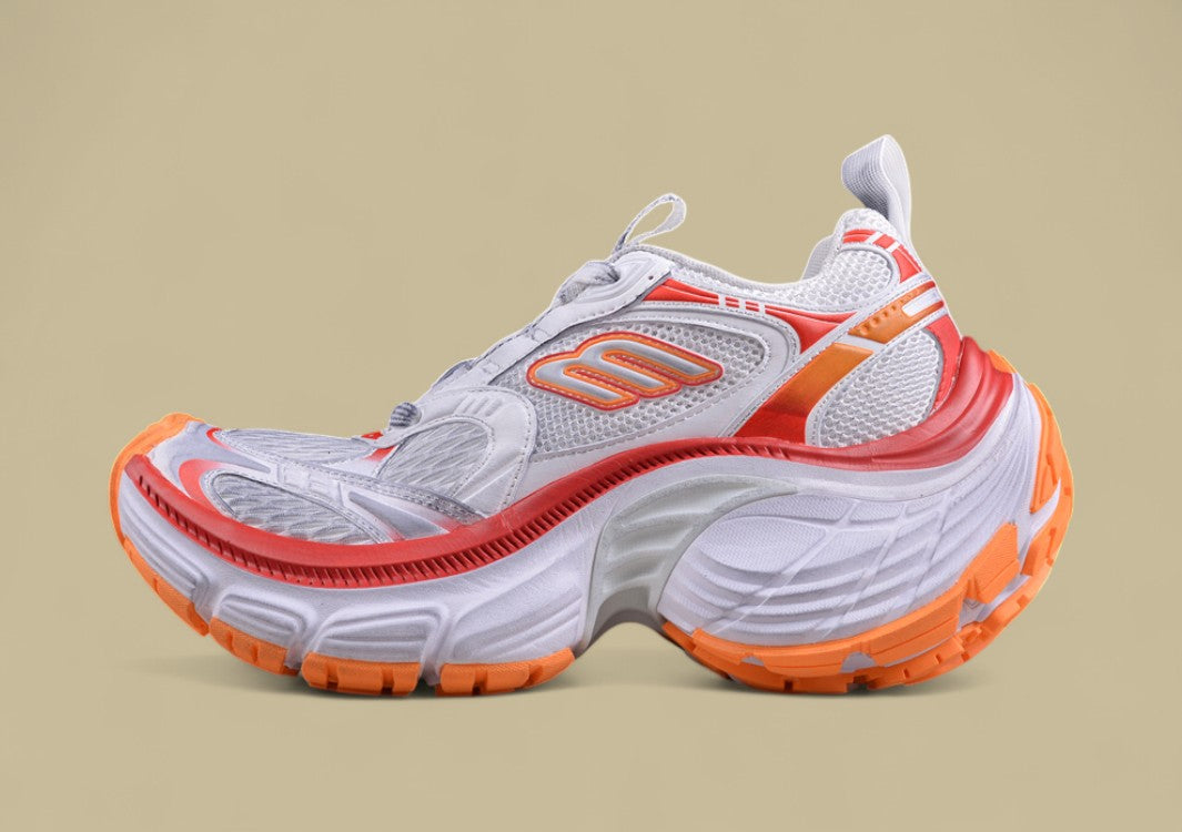 Balenciaga Cargo Sneaker – White/Orange with Red