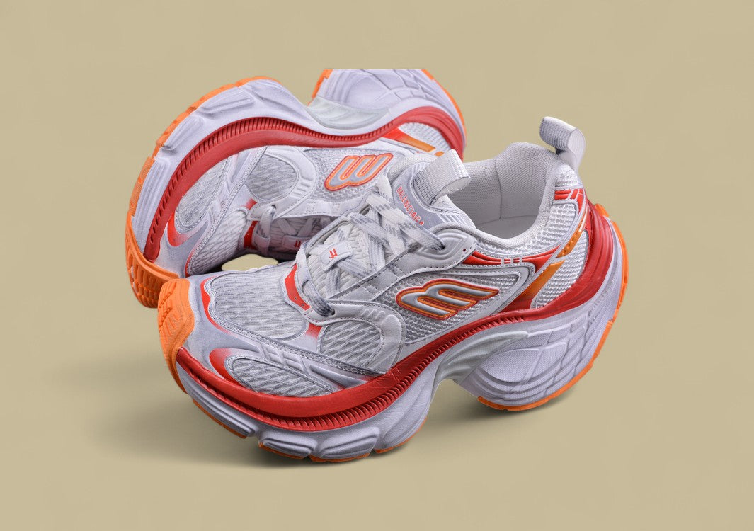 Balenciaga Cargo Sneaker – White/Orange with Red