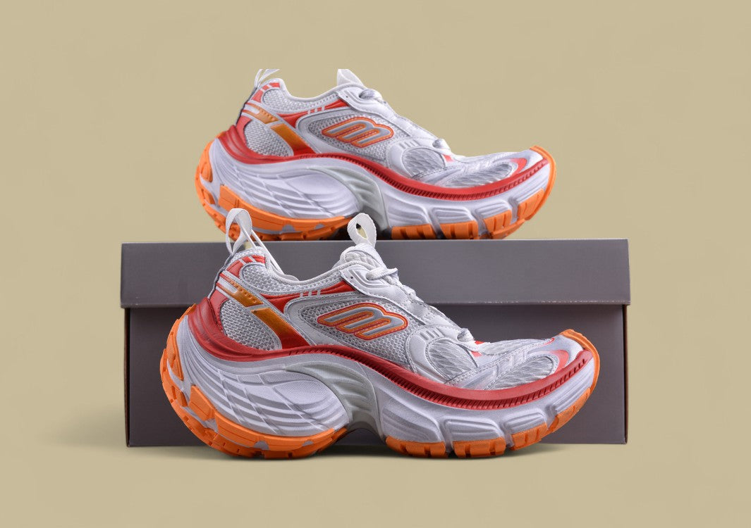 Balenciaga Cargo Sneaker – White/Orange with Red
