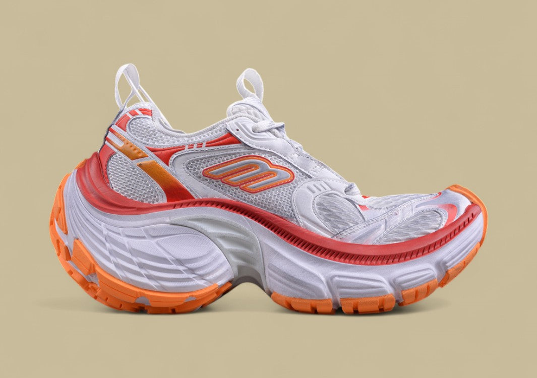 Balenciaga Cargo Sneaker – White/Orange with Red