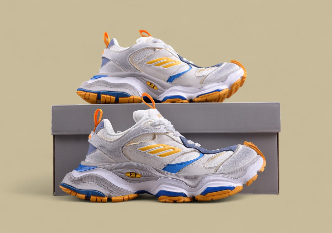 Balenciaga Cargo Sneaker – White, Blue & Orange