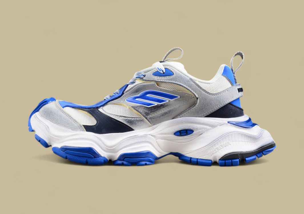 Balenciaga Cargo Sneaker in White/Blue/Grey