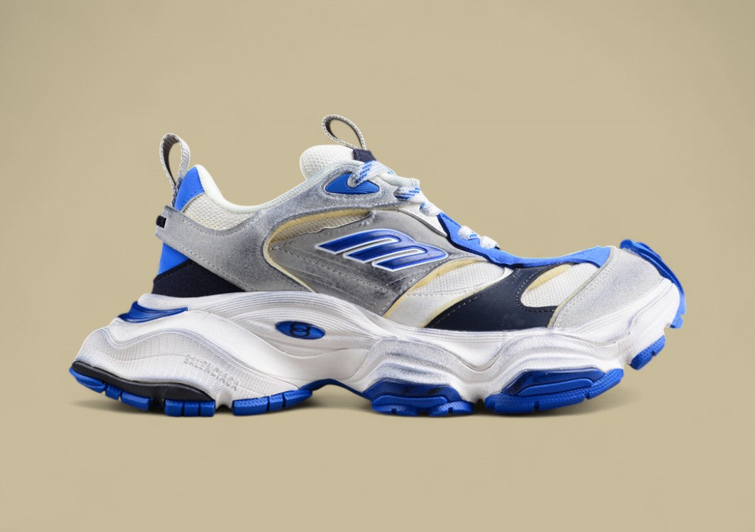 Balenciaga Cargo Sneaker in White/Blue/Grey
