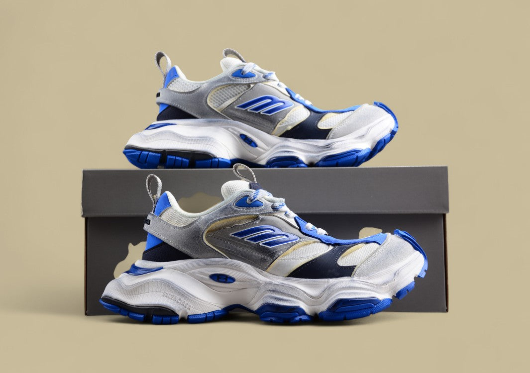 Balenciaga Cargo Sneaker in White/Blue/Grey